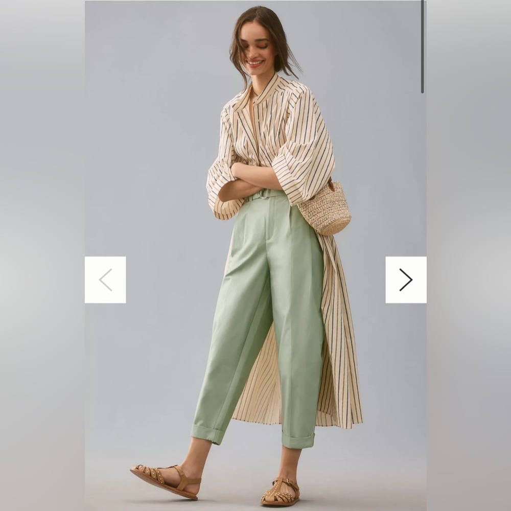 EUC MAEVE BELTED TAPERED PANTS Anthropologie Sz US4/UK8